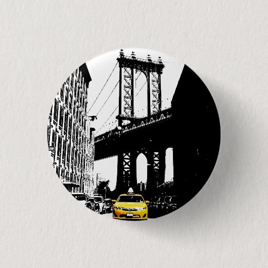 Nyc Brooklyn Bridge New York City Yellow Taxi Button (Vorderseite)