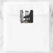 Nyc Brooklyn Bridge New York City Yellow Taxi Hint Quadratischer Aufkleber (Tasche)