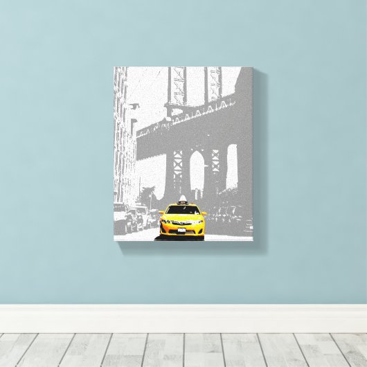 Nyc Brooklyn Bridge New York City Yellow Taxi Leinwanddruck (Insitu (Holzboden))
