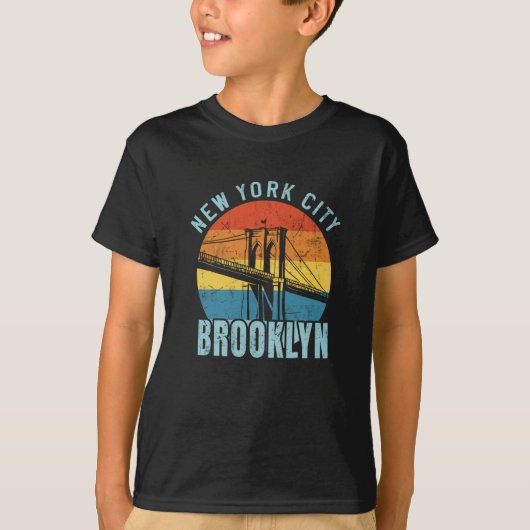 NYC Brooklyn Bridge Retro T-Shirt (Vorderseite)