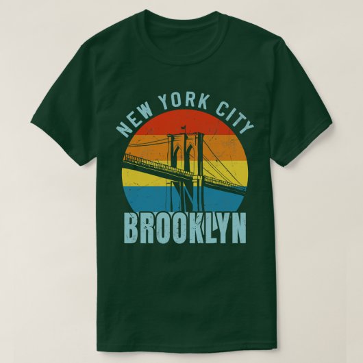 NYC Brooklyn Bridge Retro T-Shirt (Design vorne)