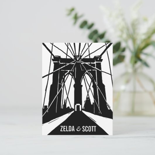 NYC Brooklyn Bridge | Save the Date Postkarte (Stehend Vorderseite)