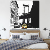 Nyc Brooklyn Bridge Yellow Taxi New York City Leinwanddruck (Insitu (Schlafzimmer))