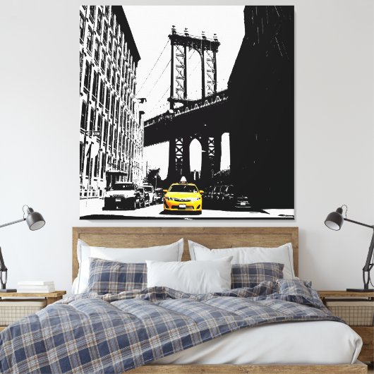 Nyc Brooklyn Bridge Yellow Taxi New York City Leinwanddruck (Insitu (Schlafzimmer))