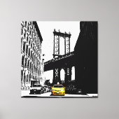 Nyc Brooklyn Bridge Yellow Taxi New York City Leinwanddruck (Vorderseite)
