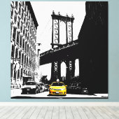 Nyc Brooklyn Bridge Yellow Taxi New York City Leinwanddruck (Insitu (Holzboden))