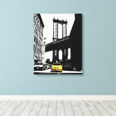 Nyc Brooklyn Bridge Yellow Taxi New York City Leinwanddruck (Insitu (Holzboden))