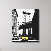 Nyc Brooklyn Bridge Yellow Taxi New York City Leinwanddruck (Vorderseite)