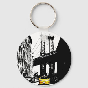 Nyc Brooklyn Bridge Yellow Taxi New York City Schlüsselanhänger