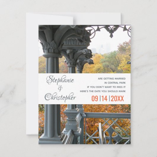 NYC Central Park Ladys Pavilion Wedding Save The Date (Vorderseite)