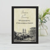 NYC Central Park Lake San Remo Etched from Wedding Einladung (Stehend Vorderseite)