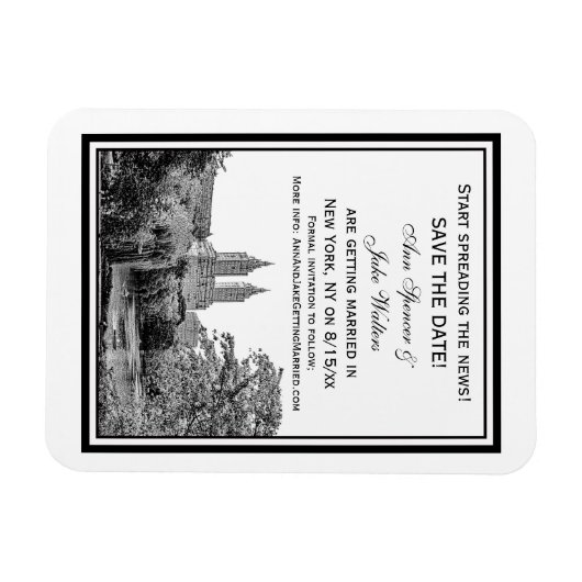 NYC Centrl Pk Lake San Remo Etchd Save the Date Magnet (Horizontal)