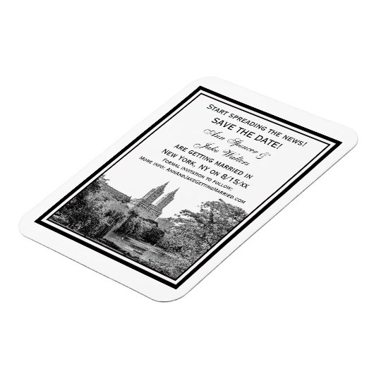 NYC Centrl Pk Lake San Remo Etchd Save the Date Magnet (Linke Seite)
