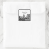 NYC Centrl Pk Lake San Remo Etched SQ Vielen Dank Quadratischer Aufkleber (Tasche)
