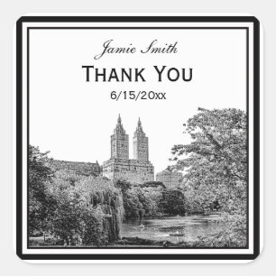 NYC Centrl Pk Lake San Remo Etched SQ Vielen Dank Quadratischer Aufkleber