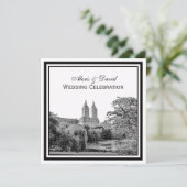 NYC Centrl Pk Lake San Remo Etched SQ Wedding Einladung (Stehend Vorderseite)