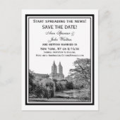 NYC Centro Pk Lake San Remo Etchd SQ Save the Date Ankündigungspostkarte (Vorderseite)