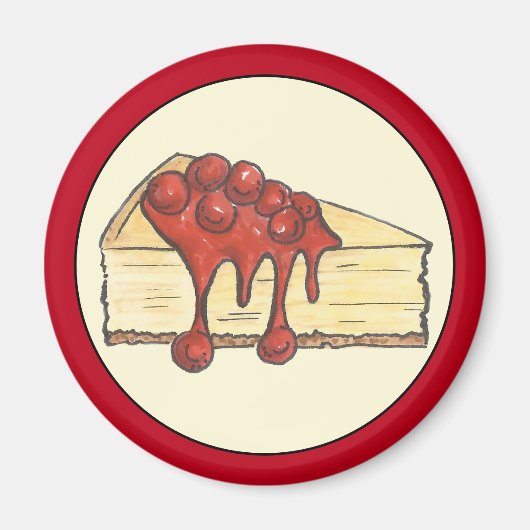 NYC Cherry Cheesecake Slice Dessert Backfood Magnet (Vorne)