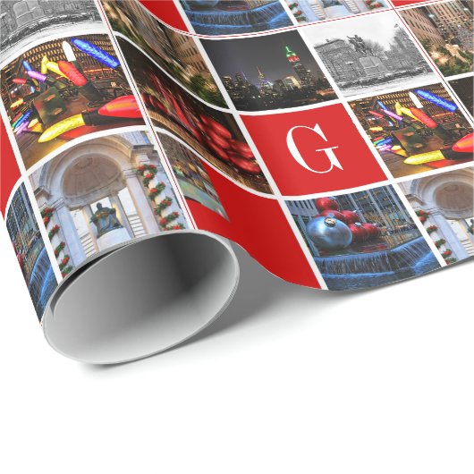 NYC Christmas Collage Geschenkpapier (Rolleneckpunkt)