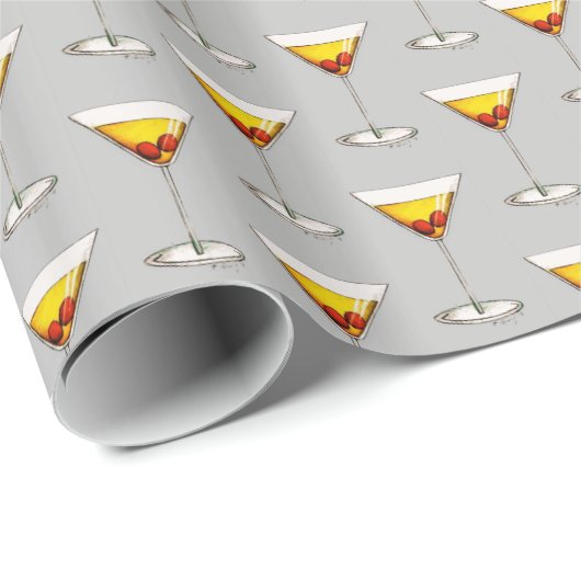 NYC Classic Manhattan Cocktail Mixed Drink Geschenkpapier (Rolleneckpunkt)
