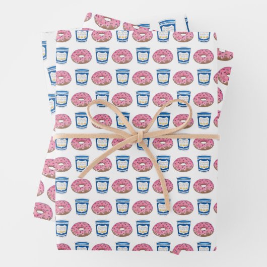 NYC Coffee and Donuts Frühstücksbuffet Doughnut Geschenkpapier Set (Beispiel)