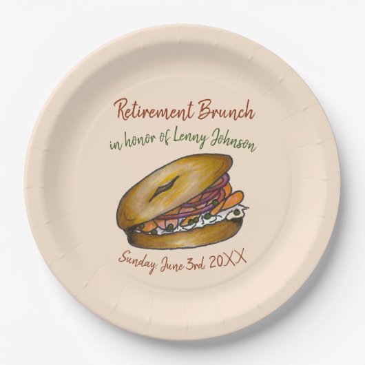 NYC Deli Bagel Creme Käse Kapern Onions Lox Pappteller (Vorderseite)