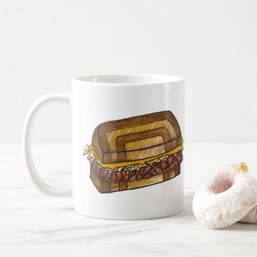 NYC Deli Reuben Sandwich Corned Beef Marmorye Kaffeetasse (Mit Donut)