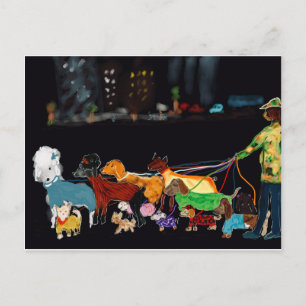 Nyc Dogwalker Feiertagspostkarte