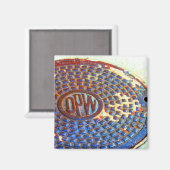 NYC DPW Manhole Cover Square Magnet (Vorderseite/Rückseite)