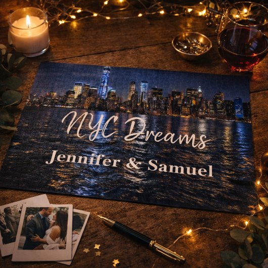 NYC Dreams Romantic Skyline Couples Keepsake Puzzle