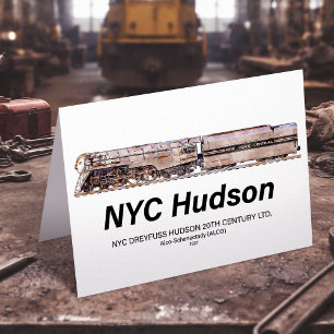 NYC Dreyfuss Hudson Dampflokomotive. Profil Dankeskarte