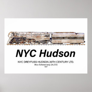 NYC Dreyfuss Hudson-Dampflokomotive. Profil Poster