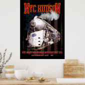 NYC Dreyfuss Hudson Locomotive. American flag Poster (Küche)