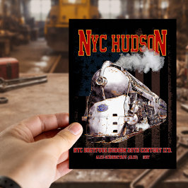 NYC Dreyfuss Hudson Locomotive. American flag Postkarte