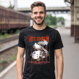 NYC Dreyfuss Hudson Locomotive. American flag T-Shirt