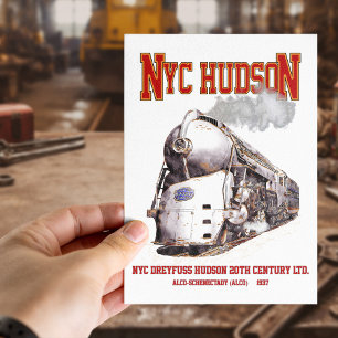 NYC Dreyfuss Hudson-Lokomotive. 20th Century Limit Postkarte