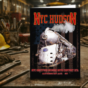 NYC Dreyfuss Hudson Lokomotive. Amerikanische Flag Dankeskarte