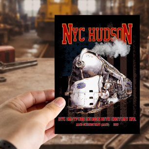 NYC Dreyfuss Hudson Lokomotive. Amerikanische Flag Postkarte