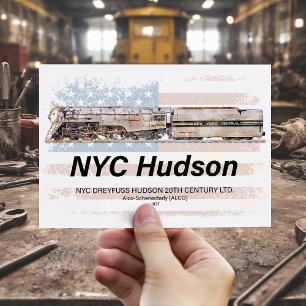 NYC Dreyfuss Hudson Lokomotive. Amerikanische Flag Postkarte