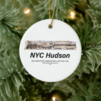 NYC Dreyfuss Hudson Steam Locomotive. Profile Keramik Ornament