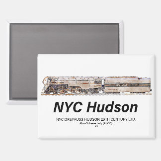 NYC Dreyfuss Hudson Steam Locomotive. Profile Magnet