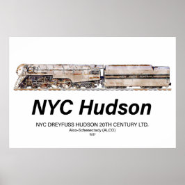 NYC Dreyfuss Hudson Steam Locomotive. Profile Poster