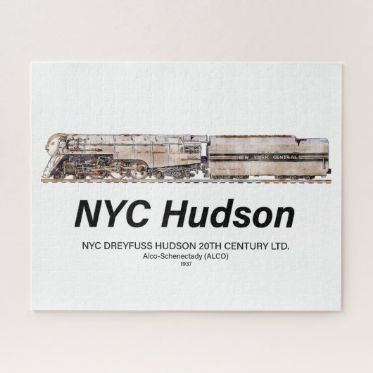 NYC Dreyfuss Hudson Steam Locomotive. Profile Puzzle (Horizontal)