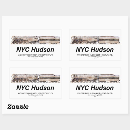 NYC Dreyfuss Hudson Steam Locomotive. Profile Rechteckiger Aufkleber (Blatt)