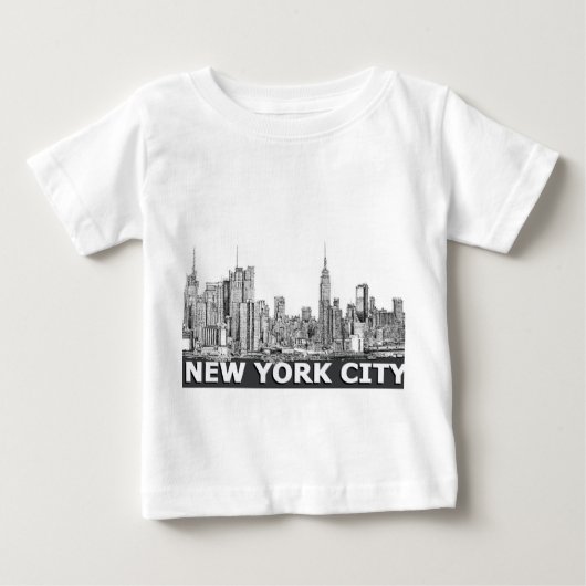 NYC einfarbiger Skylinetext Baby T-shirt (Vorderseite)