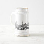 NYC einfarbiger Skylinetext Bierglas (Vorderseite Links)