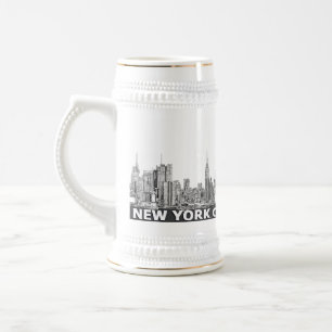 NYC einfarbiger Skylinetext Bierglas