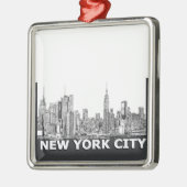 NYC einfarbiger Skylinetext Silbernes Ornament (Links)