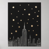 NYC Empire State Sketch I Starry Night Poster (Vorne)