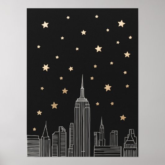 NYC Empire State Sketch I Starry Night Poster (Vorne)